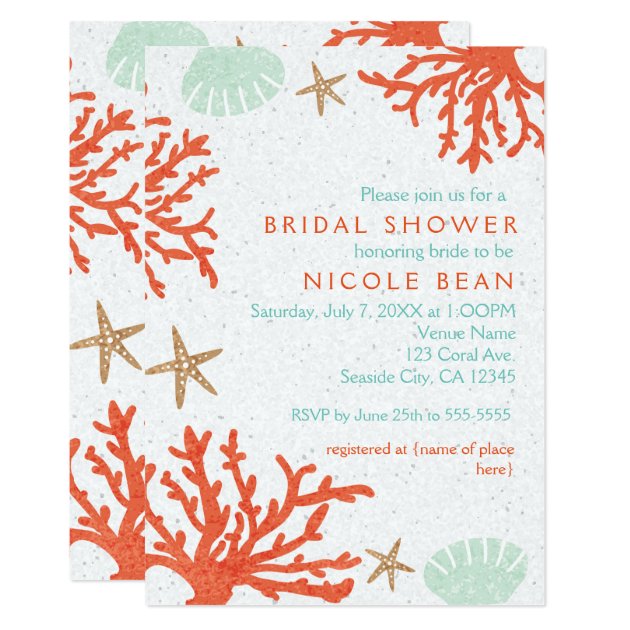 Beach Coral Reef Sea Shell & Starfish Invitations