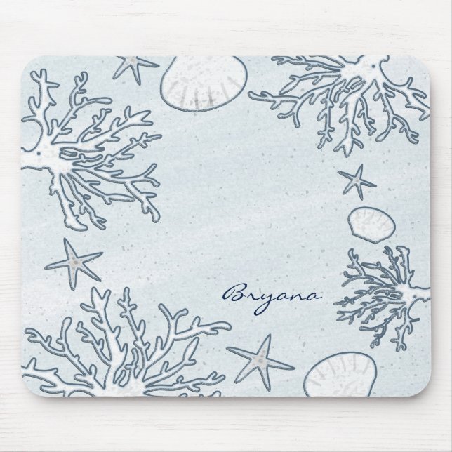 Beach Coral Reef Sea Shell & Starfish Mouse Pad (Front)