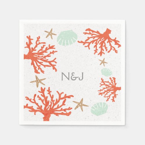 Beach Coral Reef Sea Shell  Starfish Napkins