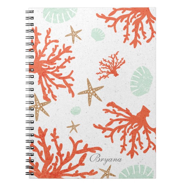 Beach Coral Reef Sea Shell & Starfish Notebook (Front)