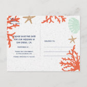 Beach Coral Reef Sea Shell Starfish Save The Date Announcement Postcard (Back)