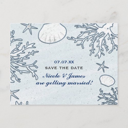 Beach Coral Reef Sea Shell Starfish Save The Date Announcement Postcard