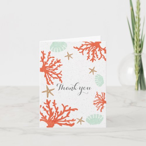 Beach Coral Reef Sea Shell Starfish Thank You Card