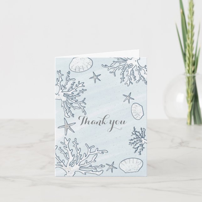 Beach Coral Reef Sea Shell Starfish Thank You Card (Front)