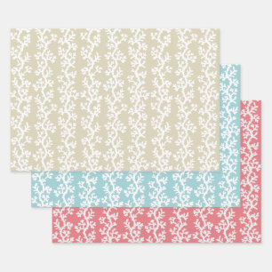 Beach Coral Reef Striped Pattern Nautical Colors Wrapping Paper Sheets