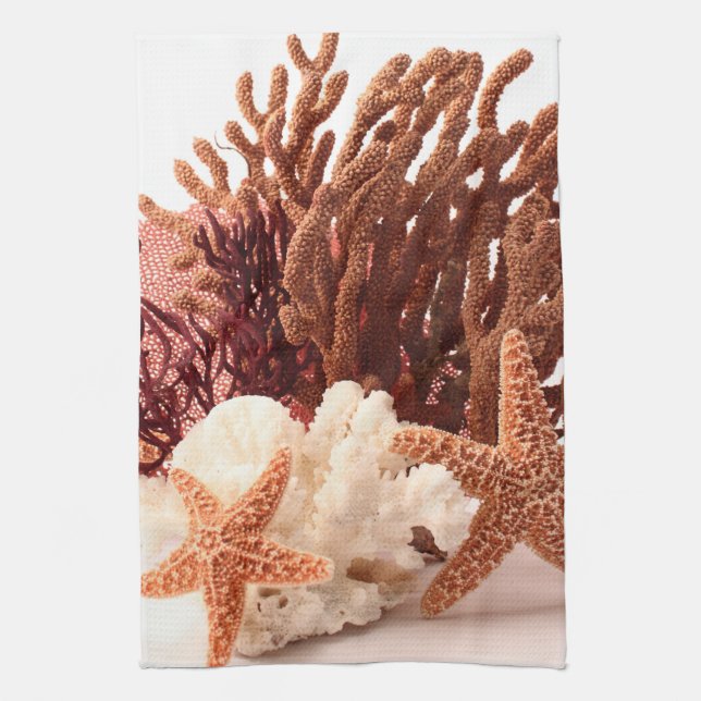 Beach Coral Star Fish Sand Ocea Kitchen Dish Towel (Vertical)