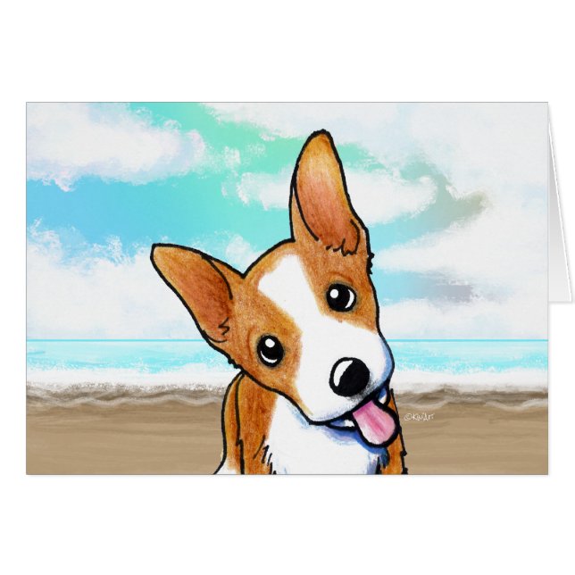 Beach Corgi Puppy Cards (Front Horizontal)
