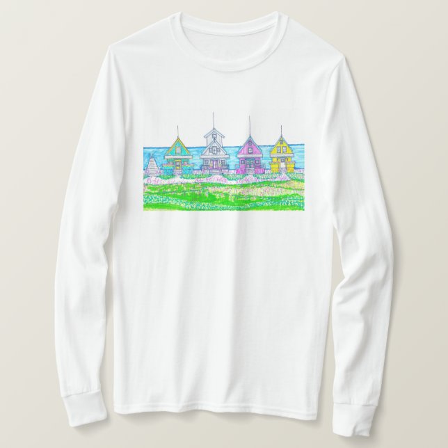 Beach Cottage Bright Long Sleeve Tshirt (Design Front)