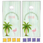 Beach Cottage Flamingo Custom Cornhole Set