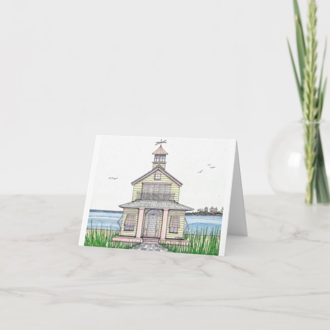 Beach Cottage Folded Note Card (Front)