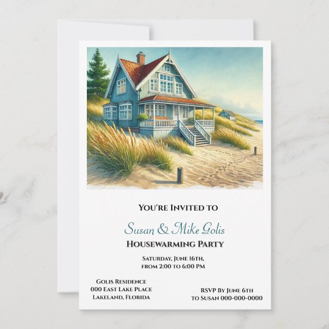 Beach Cottage Housewarming Party Invitation (Front)