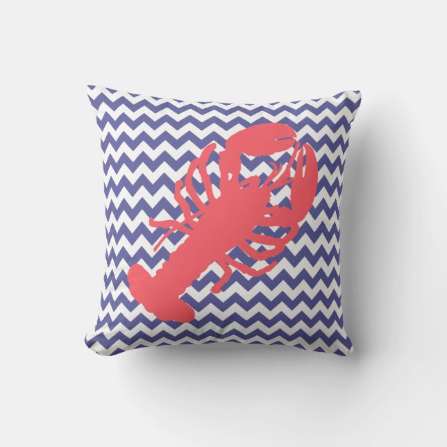 Beach Cottage Lobster Accent Pillow (Front)