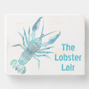Beach Cottage Lobster  Wooden Box Sign