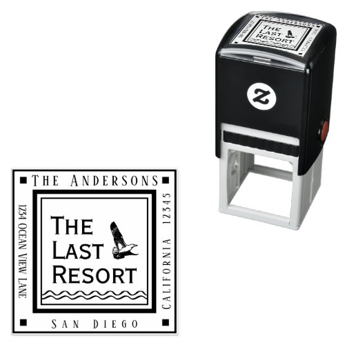 Beach Cottage Your Name and Address Square Self_inking Stamp