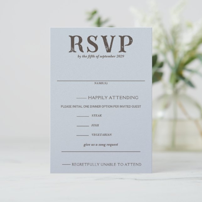 Beach Couple Food Choices and Song Request RSVP Card (Standing Front)