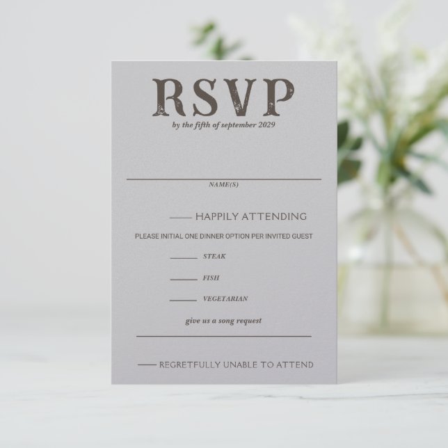 Beach Couple Food Choices and Song Request RSVP Card (Standing Front)