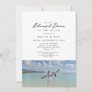 Beach Couple Photo Simple Rehearsal Dinner Invitation