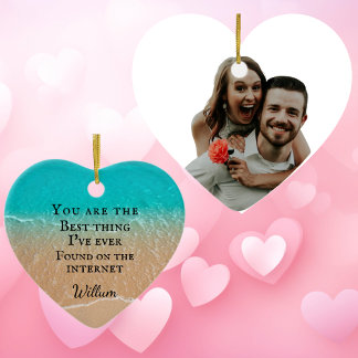Beach couple photo Valentine Ceramic Ornament