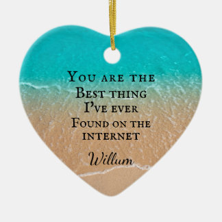 Beach couple photo Valentine Ceramic Ornament