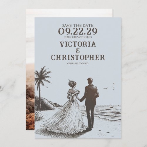 Beach Couple Save the Date
