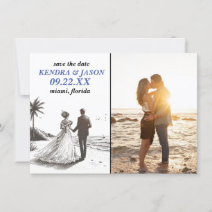 Beach Couple Save the Date Invitation