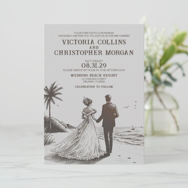 Beach Couple Wedding Invitation (Standing Front)