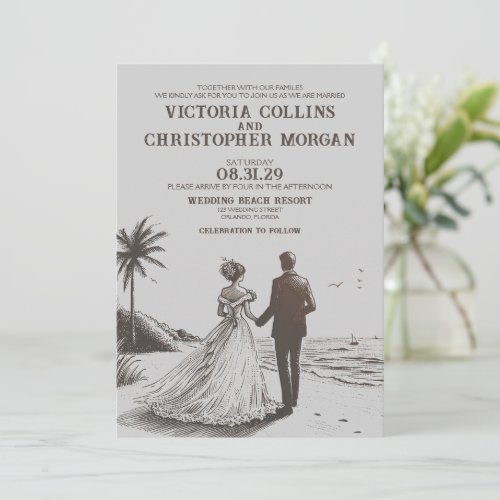 Beach Couple Wedding Invitation