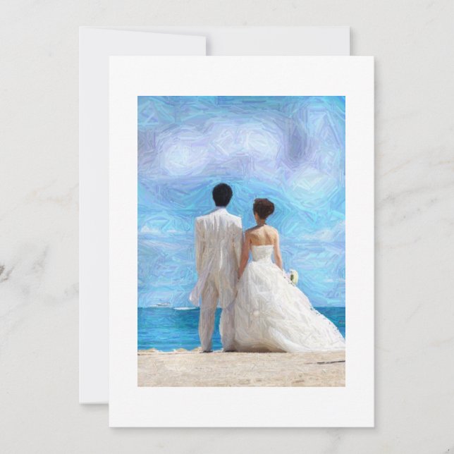 Beach couple wedding invitation (Front)