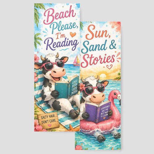 Beach Cow Reading Bookmarks