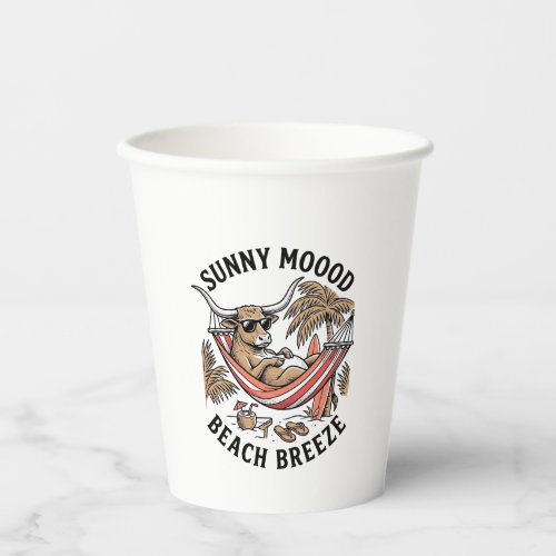 Beach Cow Shirt Vintage Summer Farm Animal Art Paper Cups