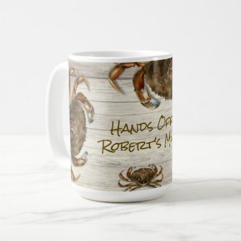 Beach Crabs Hands Off Personalized Mug by millhill at Zazzle