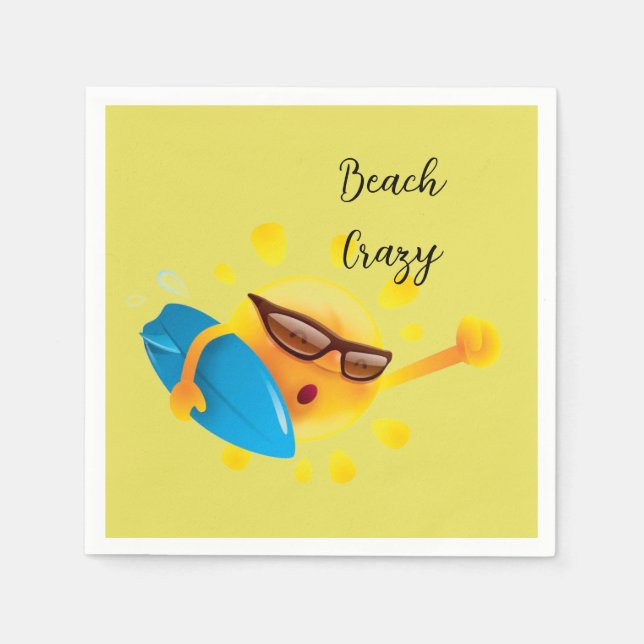 “Beach Crazy” Cocktail Napkins (Front)