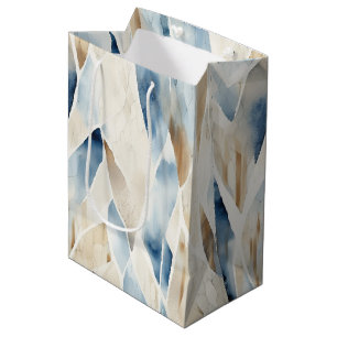 Beach Cream Blue Abstract Medium Gift Bag