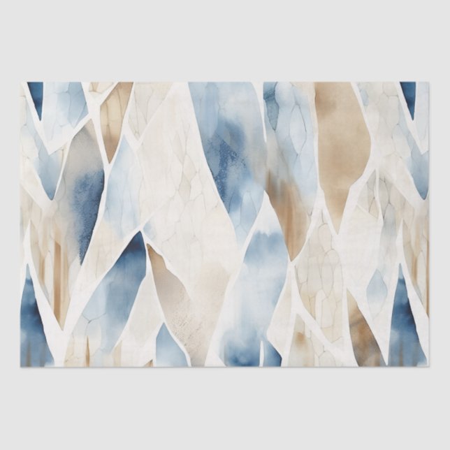 Beach Cream Blue Abstract  Tissue Paper (Front)