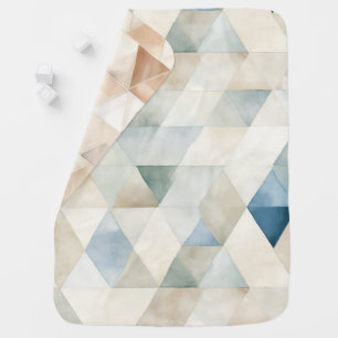 Beach Cream Blue Abstract Triangles Baby Blanket