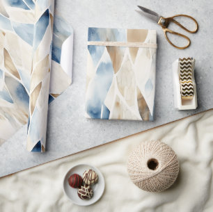 Beach Cream Blue Abstract Wrapping Paper