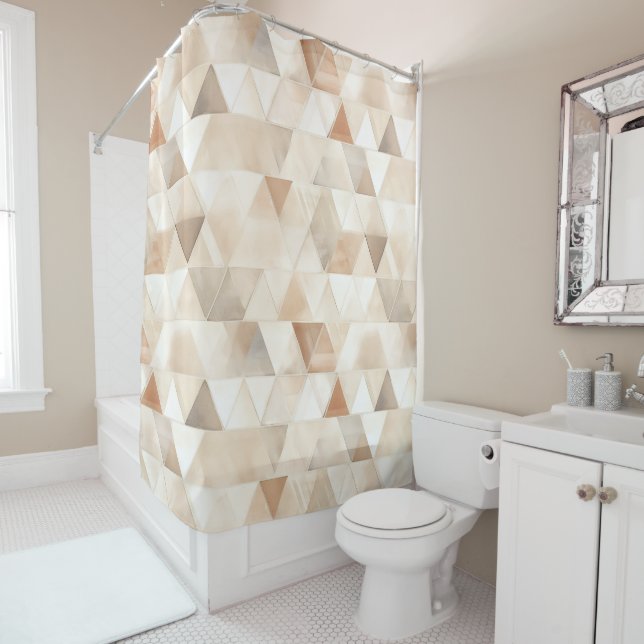 Beach Cream Triangles  Shower Curtain (In Situ)
