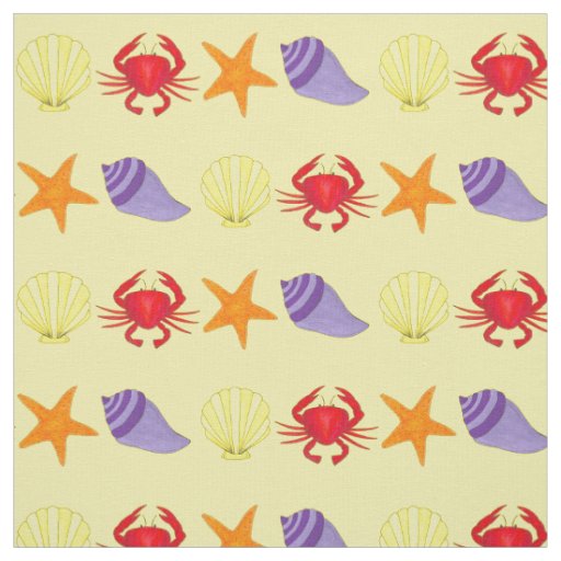 Beach Creature Crab Seashell Starfish Shell Ocean Fabric