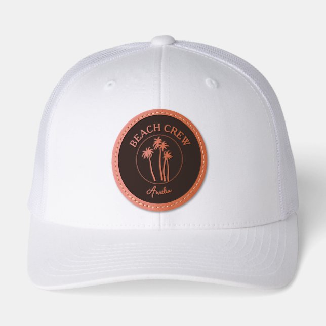 Beach Crew Palm Tree Leather Patch Hat (Front)