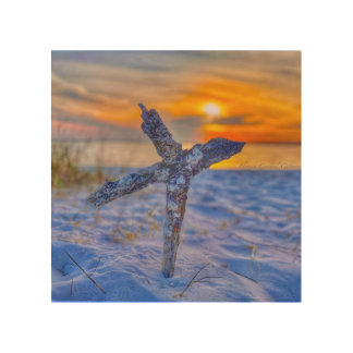 Beach cross coffee mug wood wall art