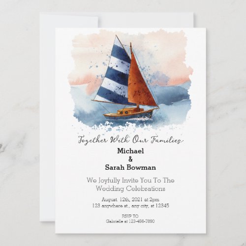 Beach Cruise Boat Wedding invitation 
