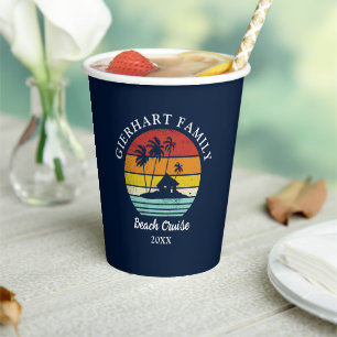 Beach Cruise Family Reunion Coastal Vacation Retro Paper Cups
