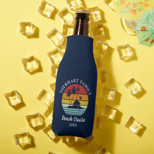 Beach Cruise Retro Family Reunion Coastal Vacation Bottle Cooler