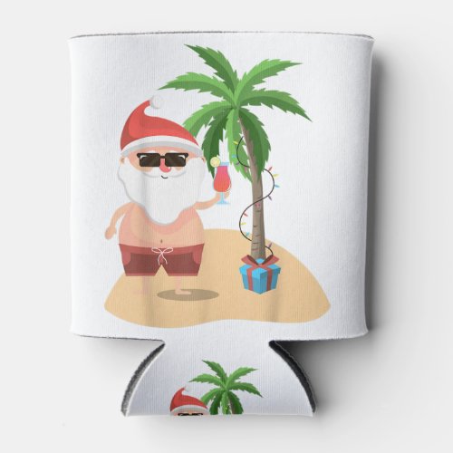 Beach cruise santa palm merry christmas xmas can cooler
