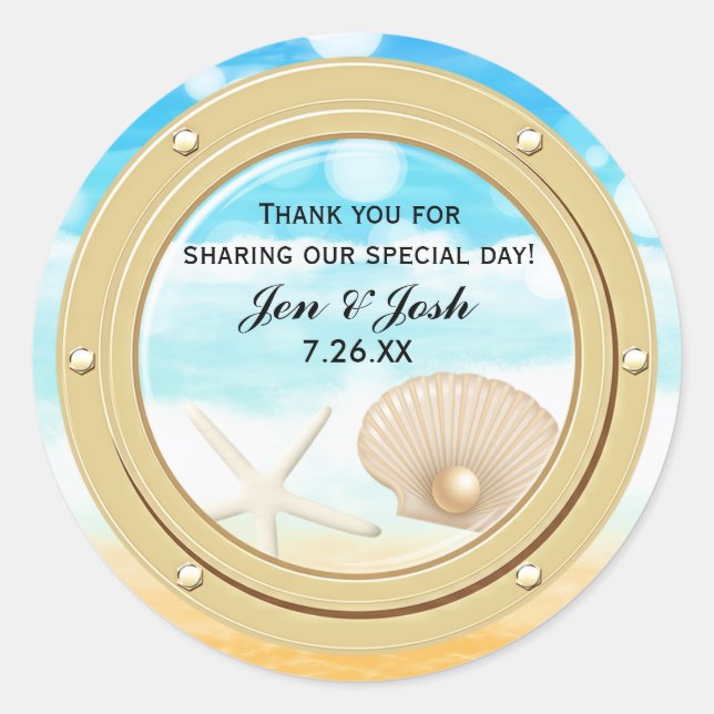 Beach Cruise Sea Ship Port Hole Favor Stickers (Front)