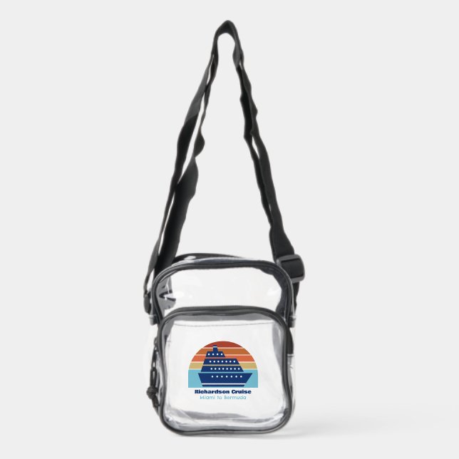Beach Cruise Ship Sunset Personalized Clear Crossbody Bag (Front)
