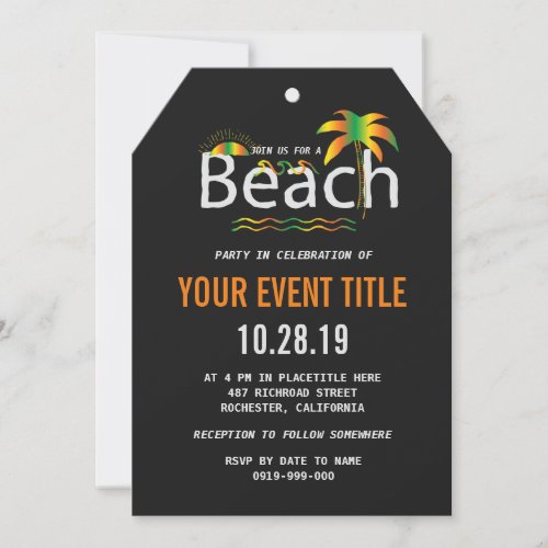 Beach Custom Gay Party Invitation _ Rainbow Style