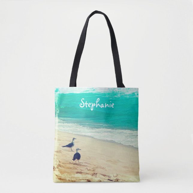 beach custom personalized tote bag design (Front)
