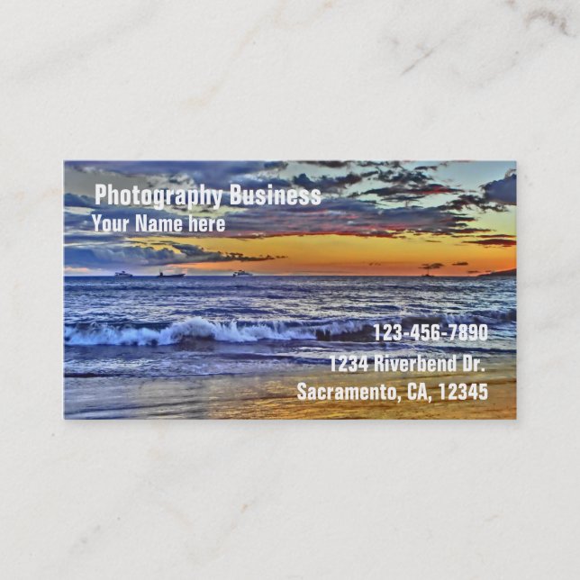 Beach customizable photography business cards (Front)