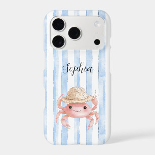 Beach Cute Pink Smiling Crab with Hat iPhone 17 Pro Case
